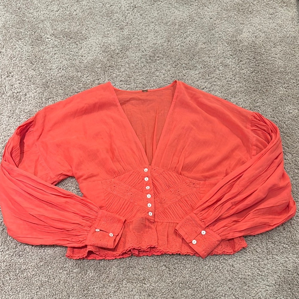 Free People Coral Blouse